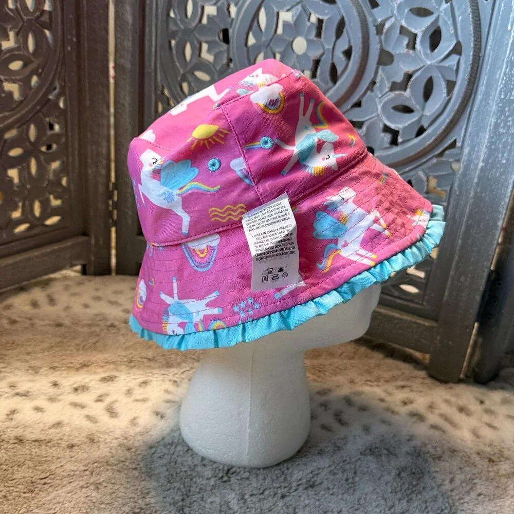 UV Skinz reversible bucket hat girls 4T rainbow stars unicorn beach outdoor play